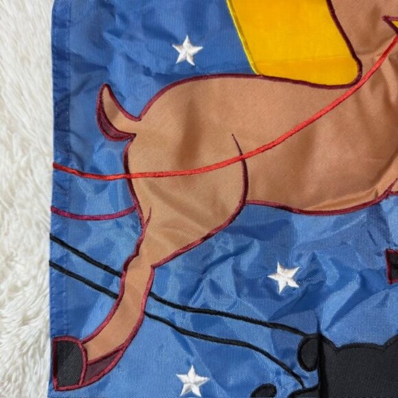 Set of 2 Jetmax Interntl Poinsettia & Reindeer Christmas Nylon Christmas Flags - Picture 10 of 13